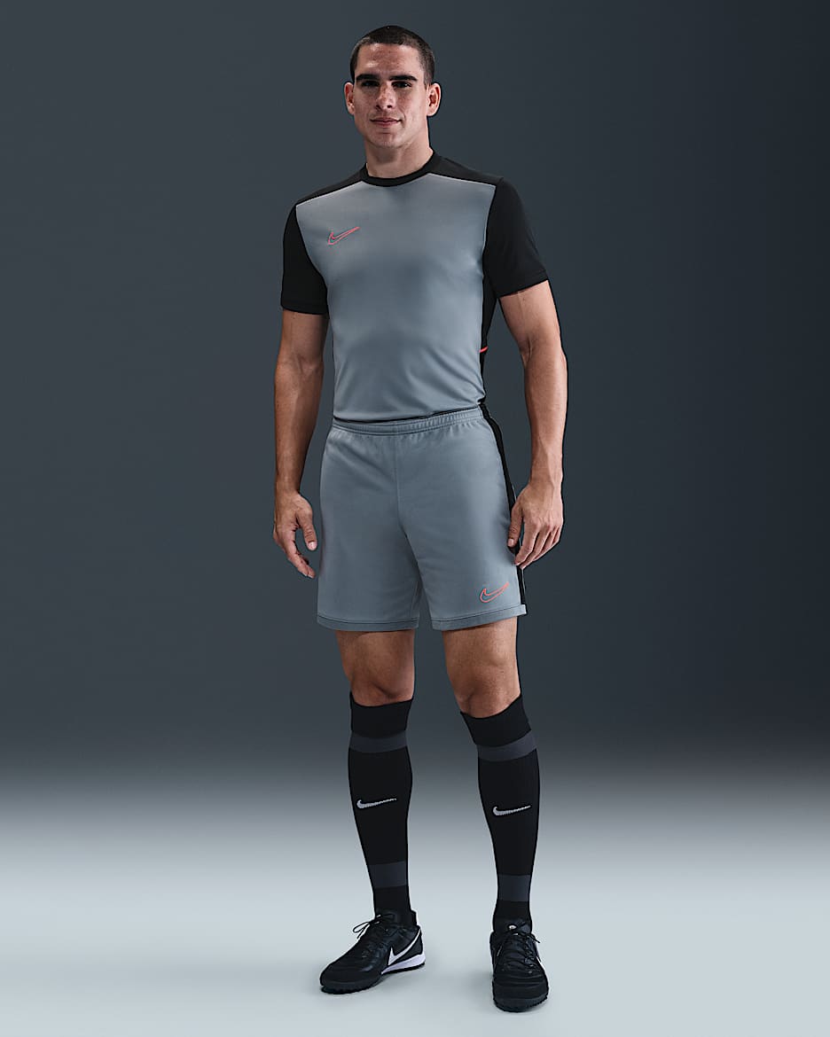 Nike Academy Men's Dri-FIT Soccer Shorts - Cool Grey/Black/Bright Crimson