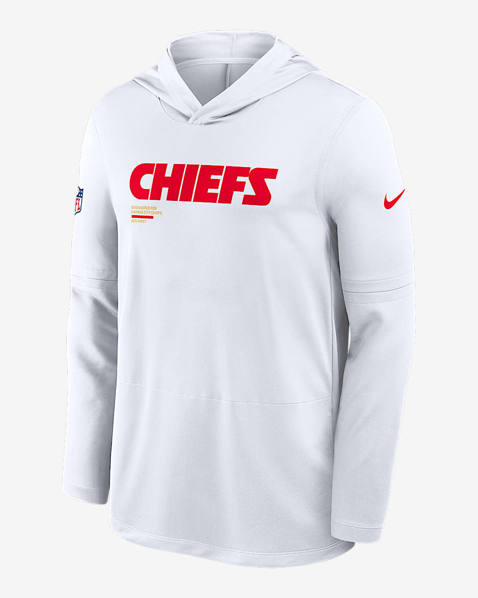 Kansas City Chiefs Pure Fury Sideline Men's Nike Dri-FIT NFL Long-Sleeve Hooded Top - White