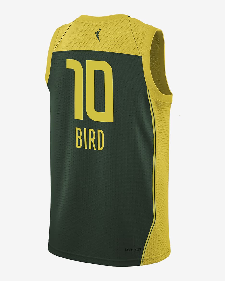 Jersey de la WNBA de alero polivalente Nike Dri-FIT para niño talla grande Sue Bird Seattle Storm 2024 Explorer Edition - Abeto