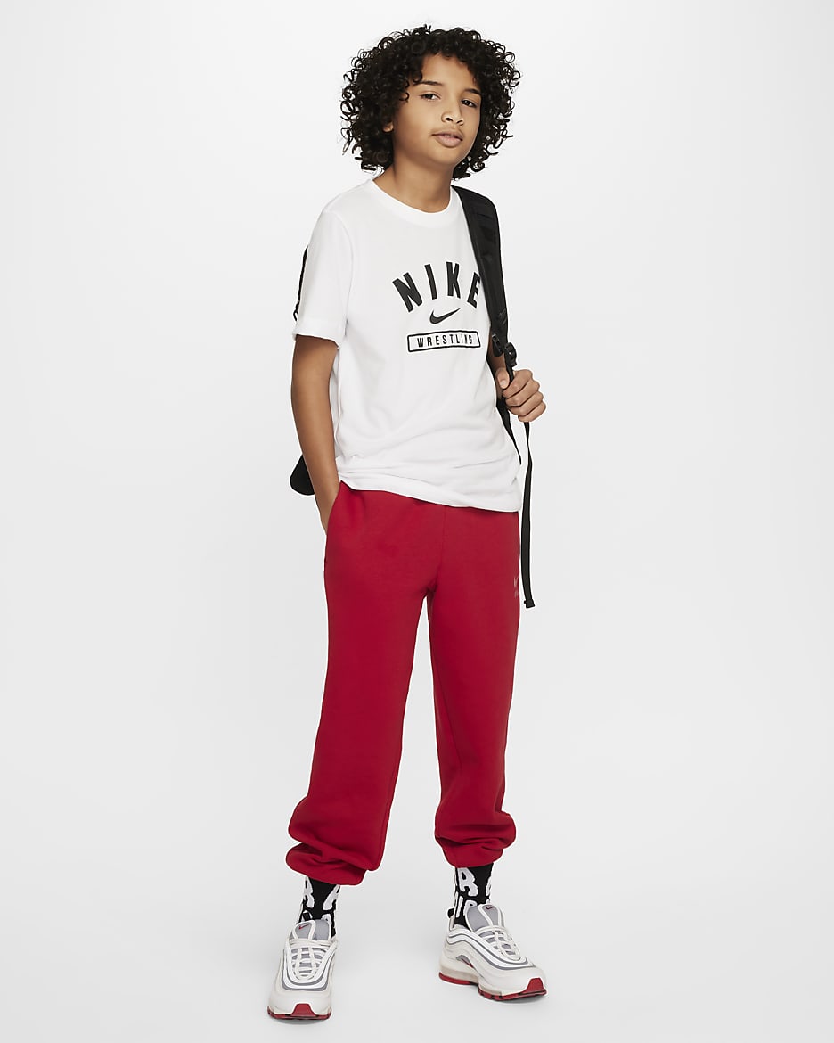 Playera de lucha para niños talla grande Nike - Blanco/Negro