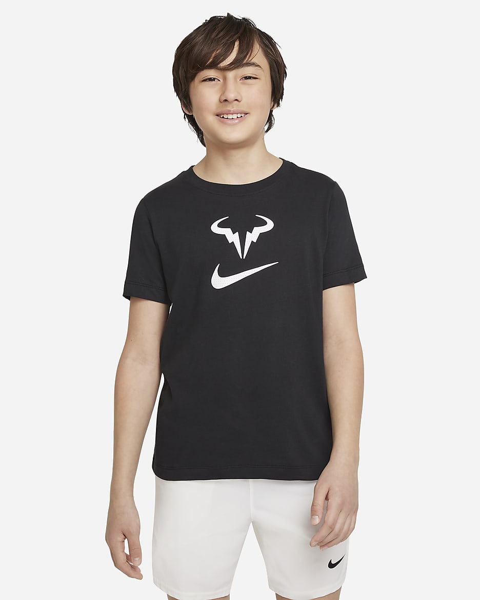 NikeCourt Dri-FIT Rafa Big Kids' Tennis T-Shirt - Black