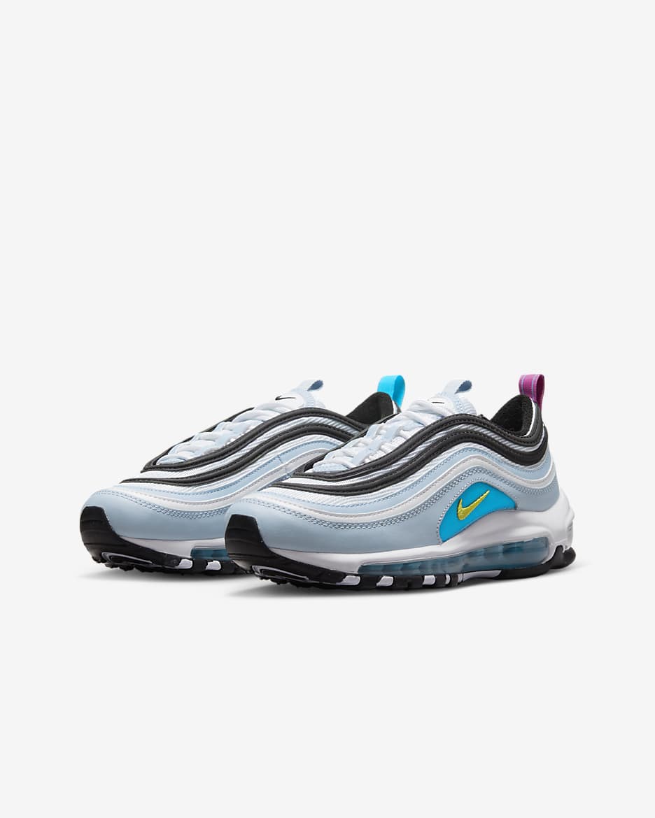 Nike Air Max 97 Older Kids' Shoes - Blue Whisper/White/Blue Lightning/Opti Yellow