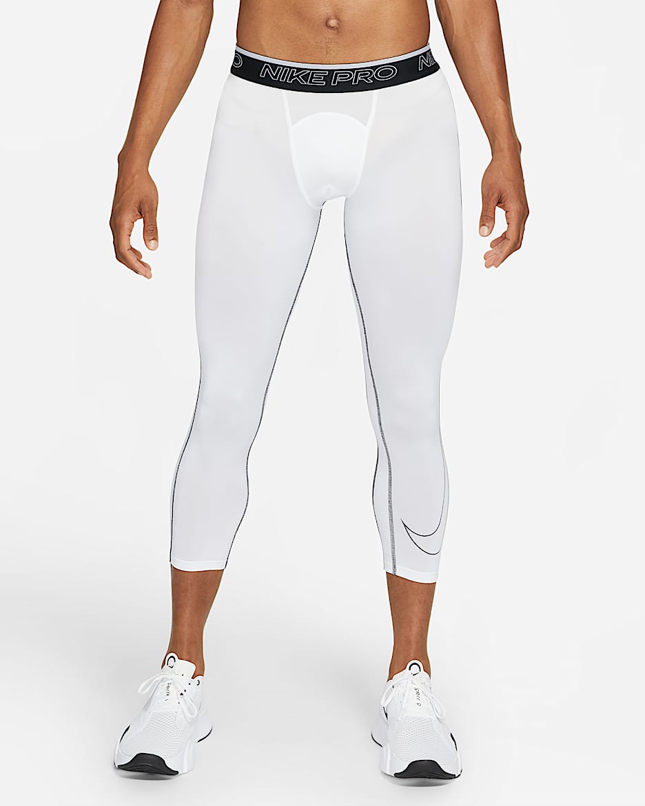 Mallas de 3/4 para hombre Nike Pro Dri-FIT - Blanco/Negro/Negro