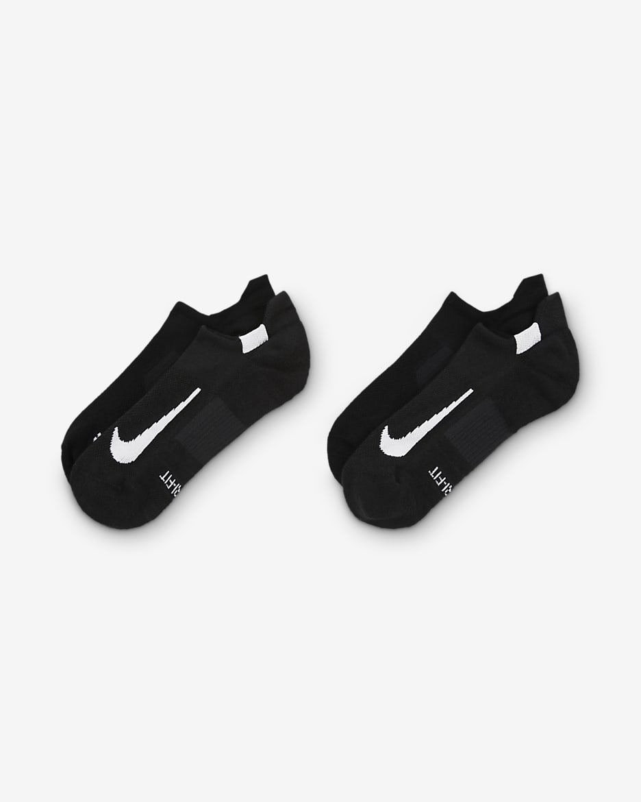 Nike Multiplier Running No-Show-Laufsocken (2 Paar) - Schwarz/Weiß