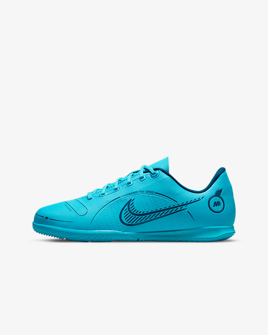 Nike Jr. Mercurial Vapor 14 Club IC Little/Big Kids' Indoor/Court Soccer Shoes - Chlorine Blue/Laser Orange