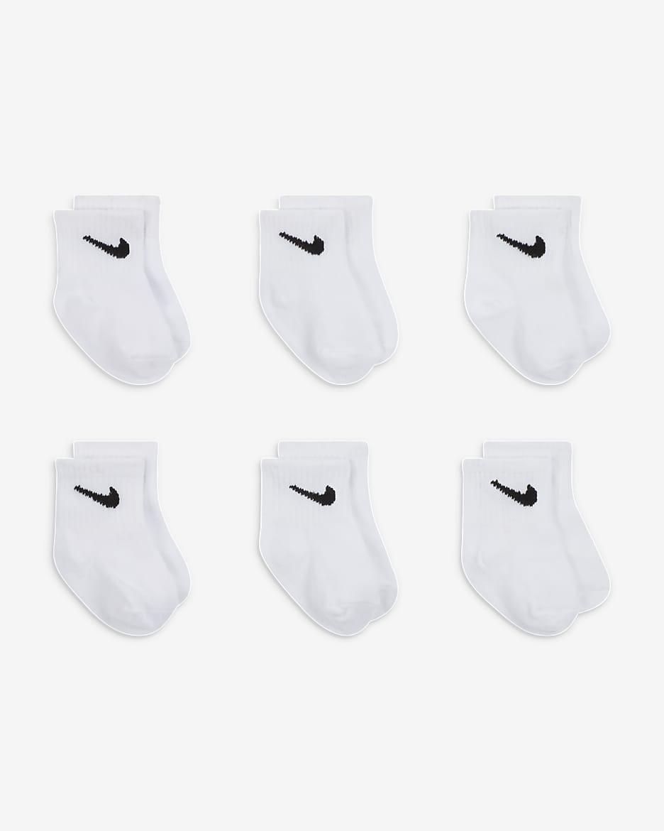 Nike Logo Ankle Socks Box Set (6 Pairs) Baby Socks - White