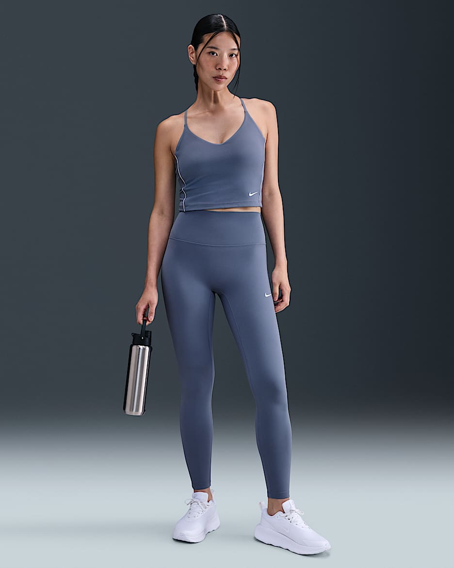 Dámské dlouhé legíny Nike One s vysokým pasem - Slate/Bílá