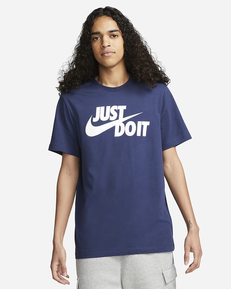 Playera para hombre Nike Sportswear JDI - Azul marino medianoche/Blanco
