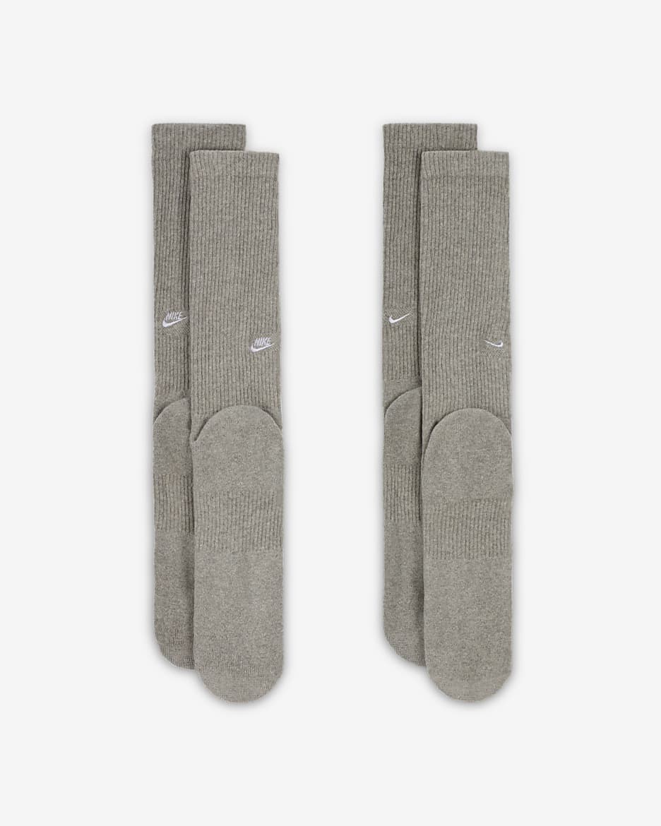 Nike Everyday Cushioned Crew Socks (2 Pairs) - Dark Grey Heather/White