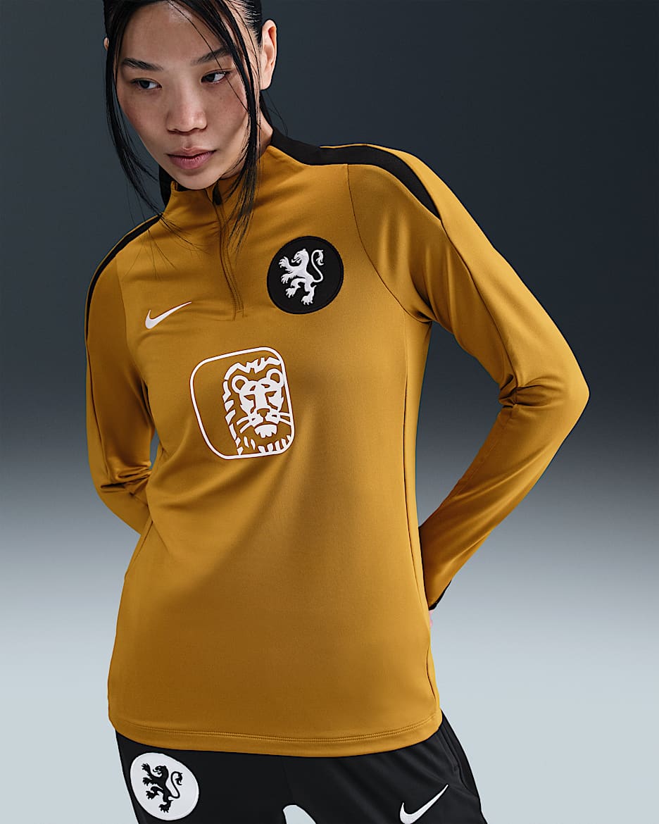 Haut d'entraînement de foot Nike Dri-FIT Pays-Bas Strike pour femme - Bronzine/Noir/Blanc