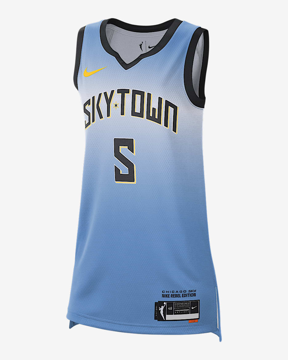 Jersey Nike Dri-FIT de la WNBA Victory Angel Reese Chicago Sky 2024 Rebel Edition - Costa/Amarillo