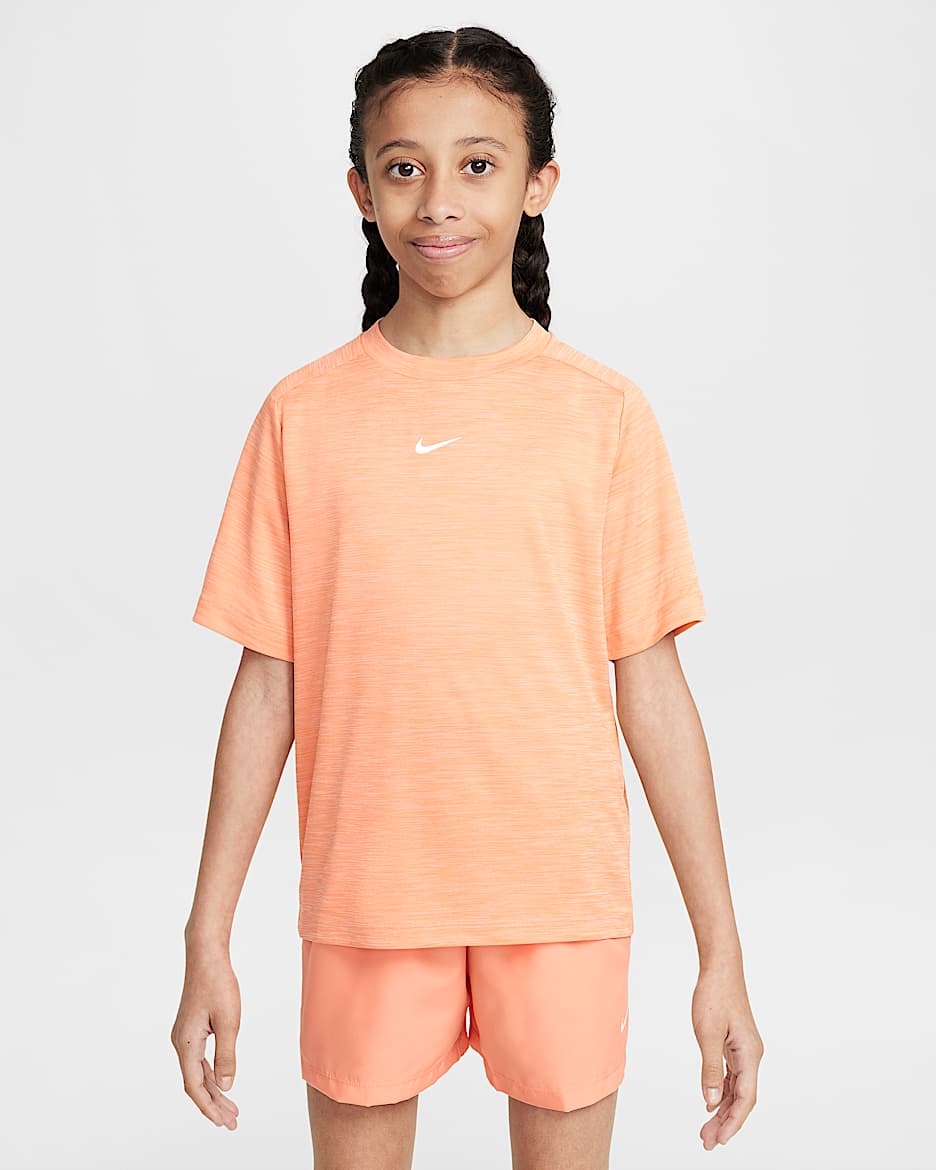 Nike Multi Older Kids' (Boys') Dri-FIT Short-Sleeve Top - Apricot Agate/Washed Coral/White