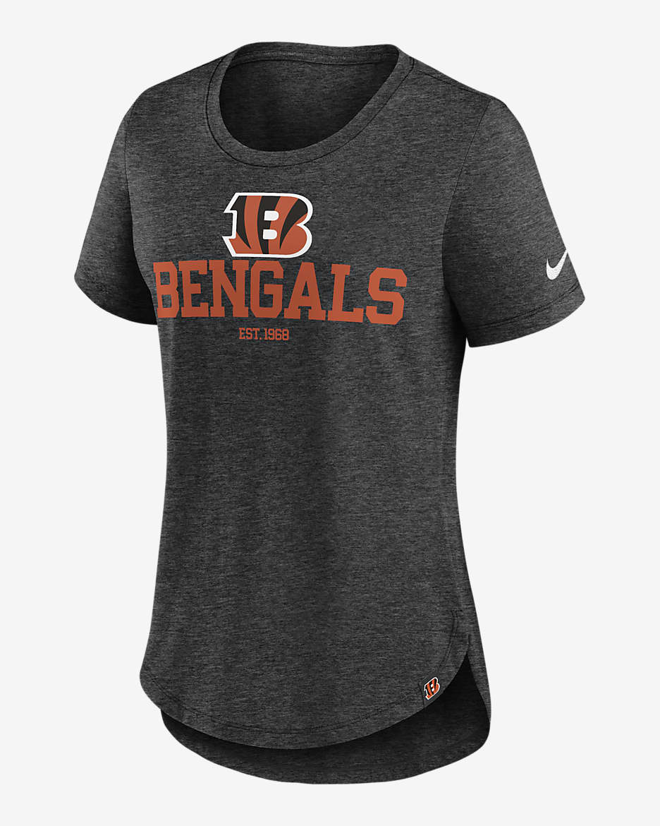 Cincinnati Bengals Women's Nike NFL T-Shirt - Black Heather