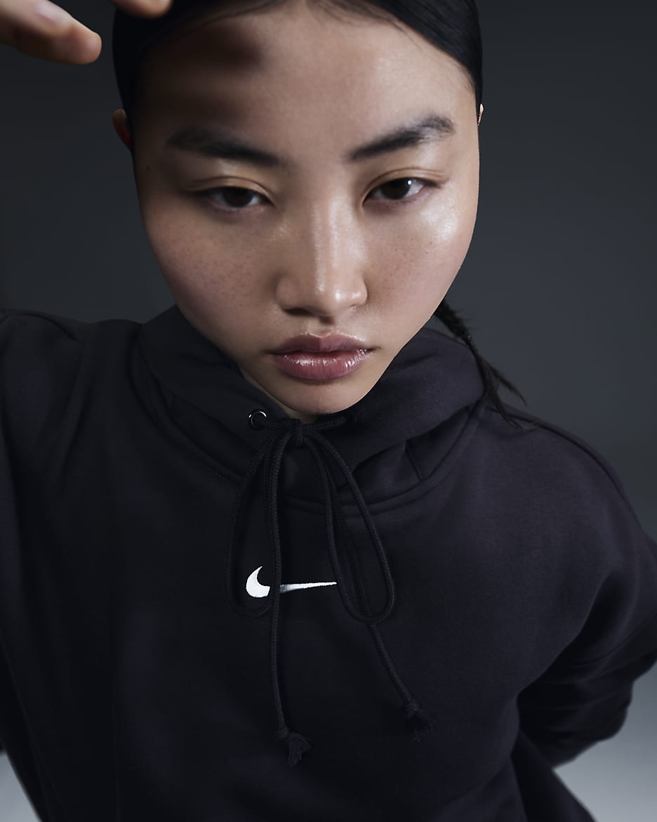 Oversized Nike Sportswear Phoenix Fleece-pullover-hættetrøje til kvinder - sort/Sail