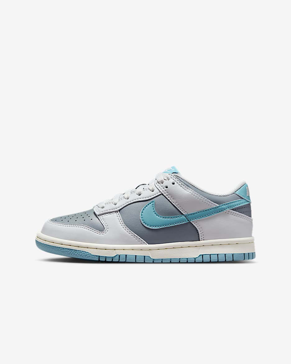 Buty dla dużych dzieci Nike Dunk Low - Photon Dust/Smoke Grey/Sail/Denim Turquoise