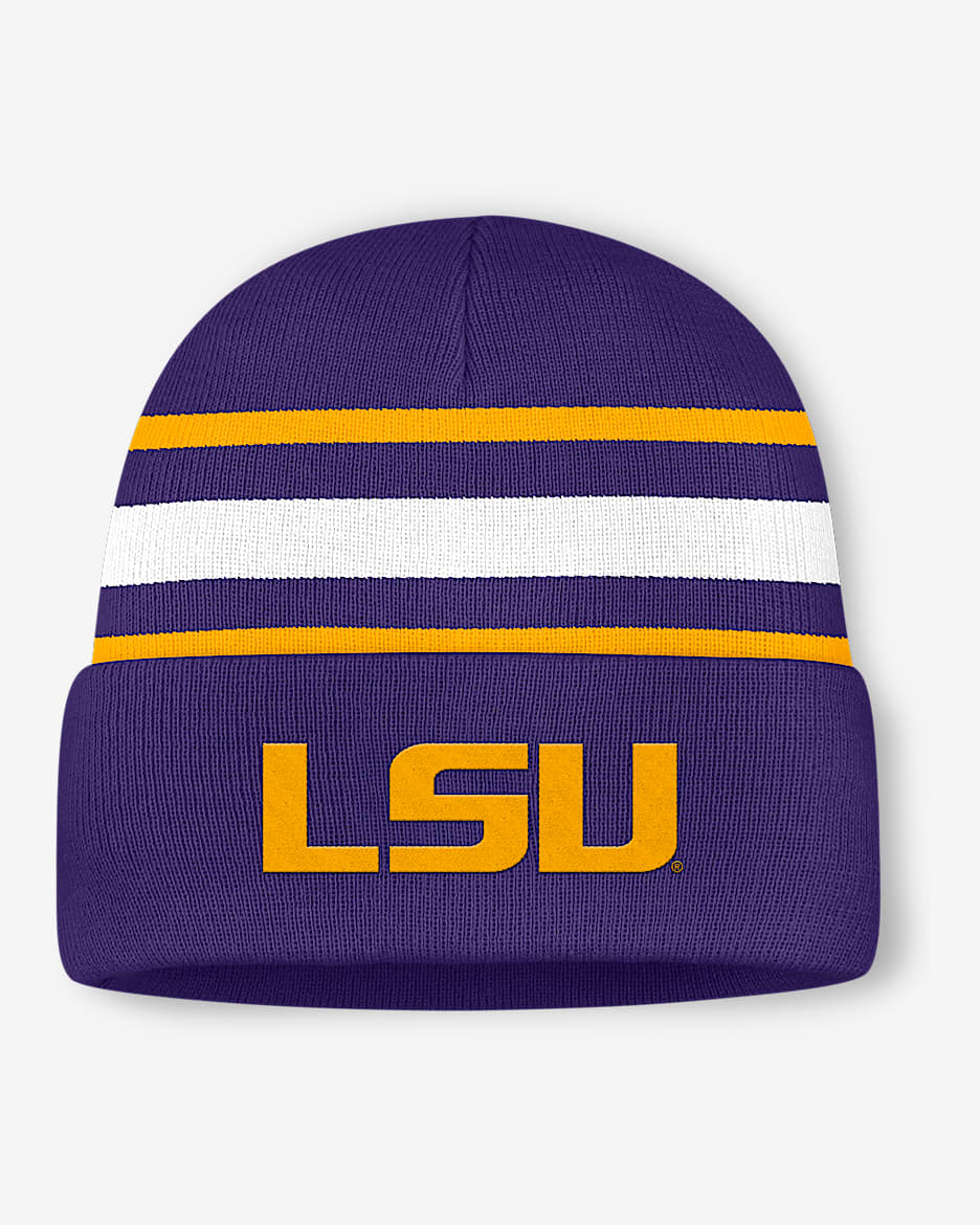 Gorro con dobladillo universitario Nike para hombre LSU Primetime Utility Campus - Morado