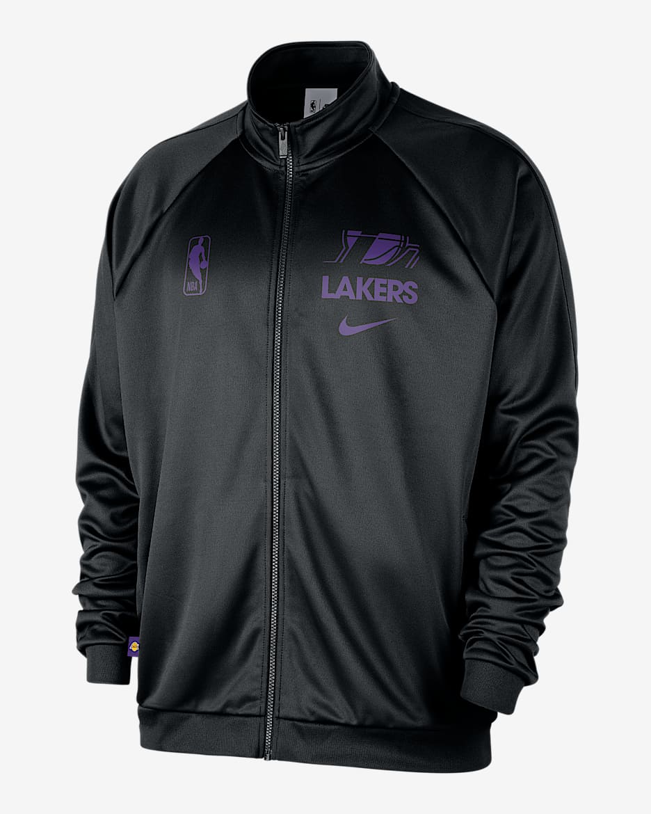 Chamarra deportiva Nike de tejido Knit de poliéster de la NBA para hombre Los Angeles Lakers Club Courtside - Negro