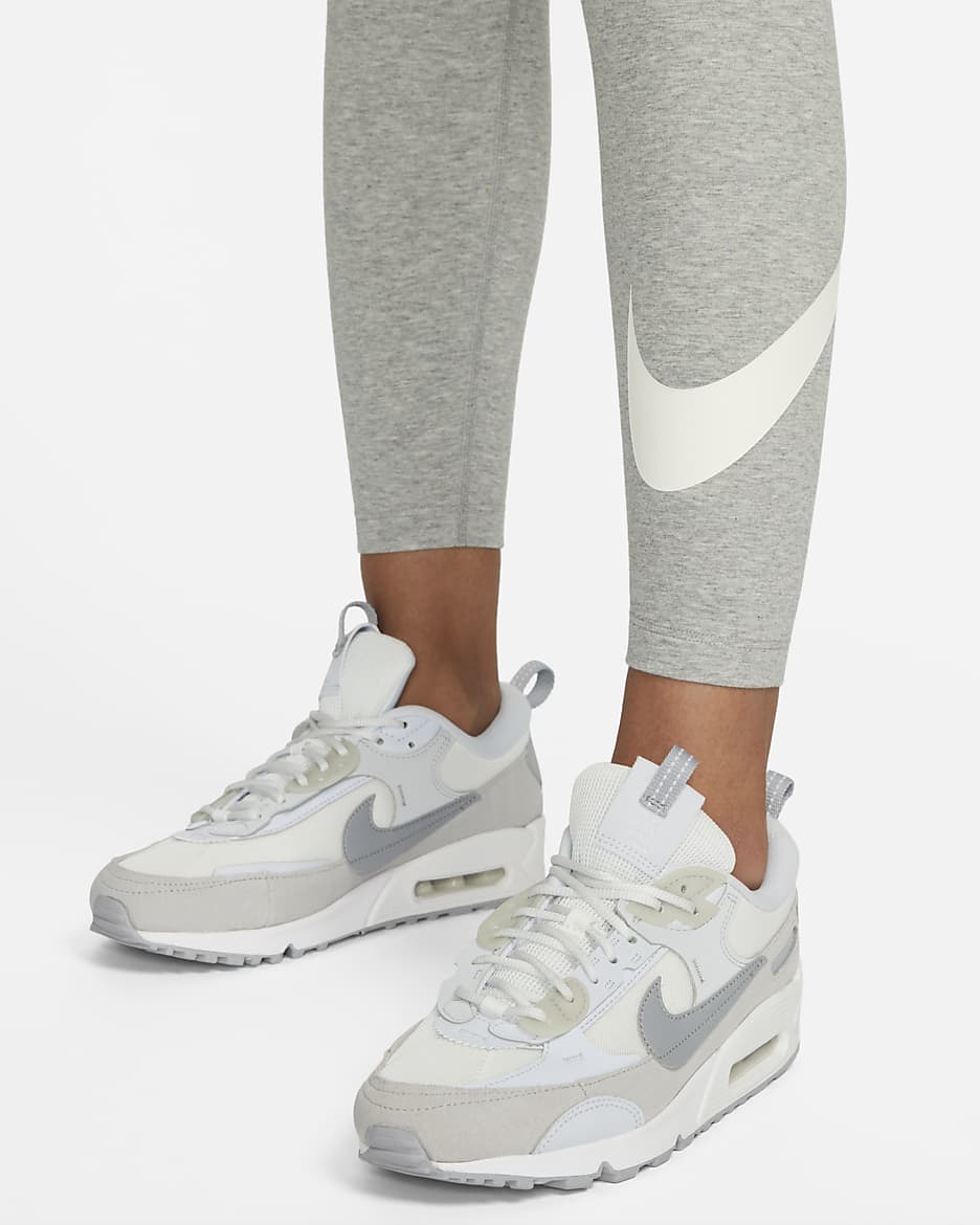 Leggings de cintura alta con gráficos para mujer Nike Sportswear Classics - Gris oscuro jaspeado/Vela