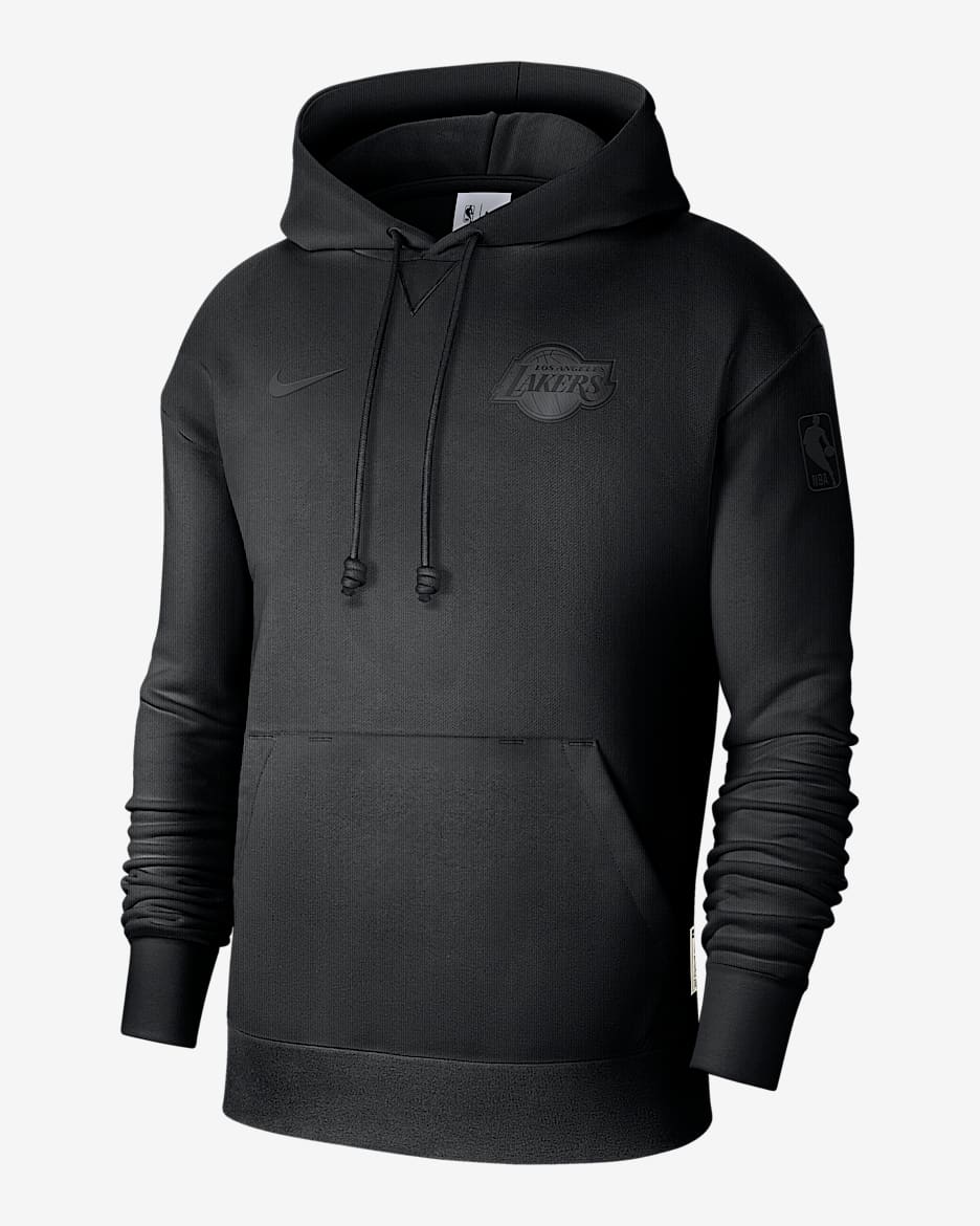 Męska nierozpinana bluza z kapturem do koszykówki Nike Dri-FIT Los Angeles Lakers Standard Issue - Czerń/Czerń