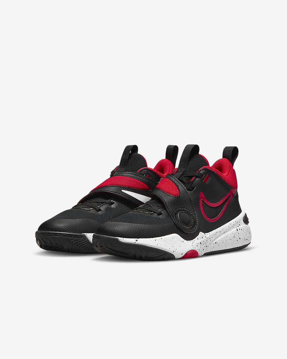 Nike Team Hustle D 11 Older Kids' Basketball Shoes - Black/White/University Red