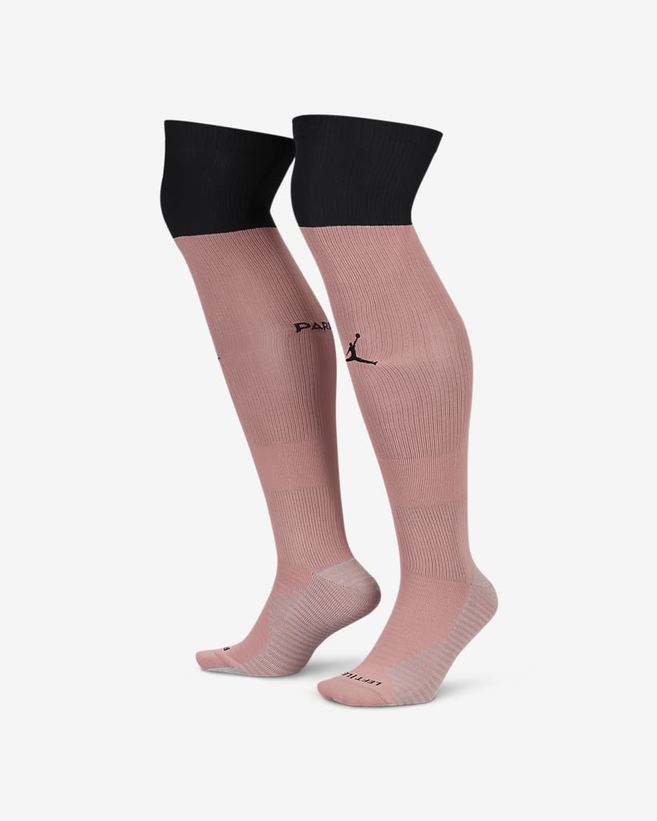 Chaussettes de foot montantes Jordan Paris Saint-Germain 2024/25 Strike 3e tenue - Rust Pink/Noir
