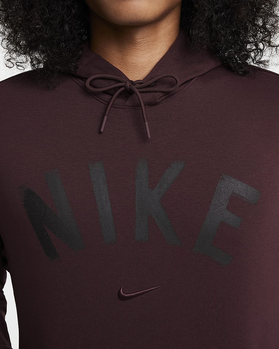 Nike Swoosh Men's Dri-FIT French Terry Pullover Fitness Hoodie - Burgundy Crush/Burgundy Crush/Black