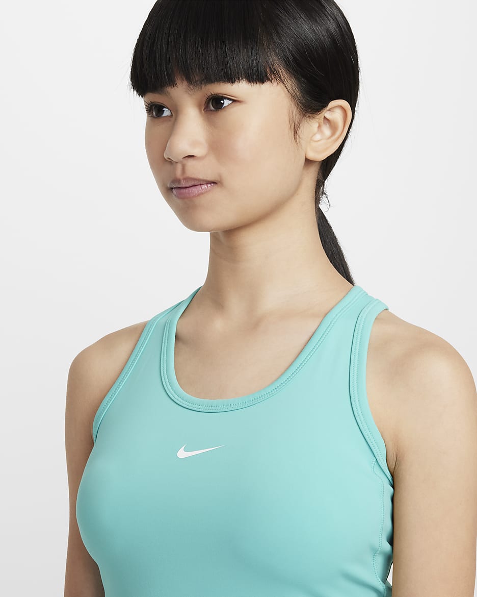 Nike One Fitted Big Kids' (Girls') Dri-FIT Tank - Green Frost/White