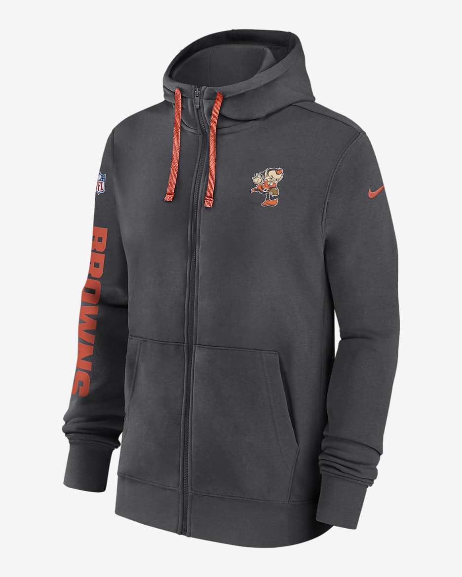 Cleveland Browns Sideline Team Issue Club Men's Nike Full Zip Hoodie - Anthracite