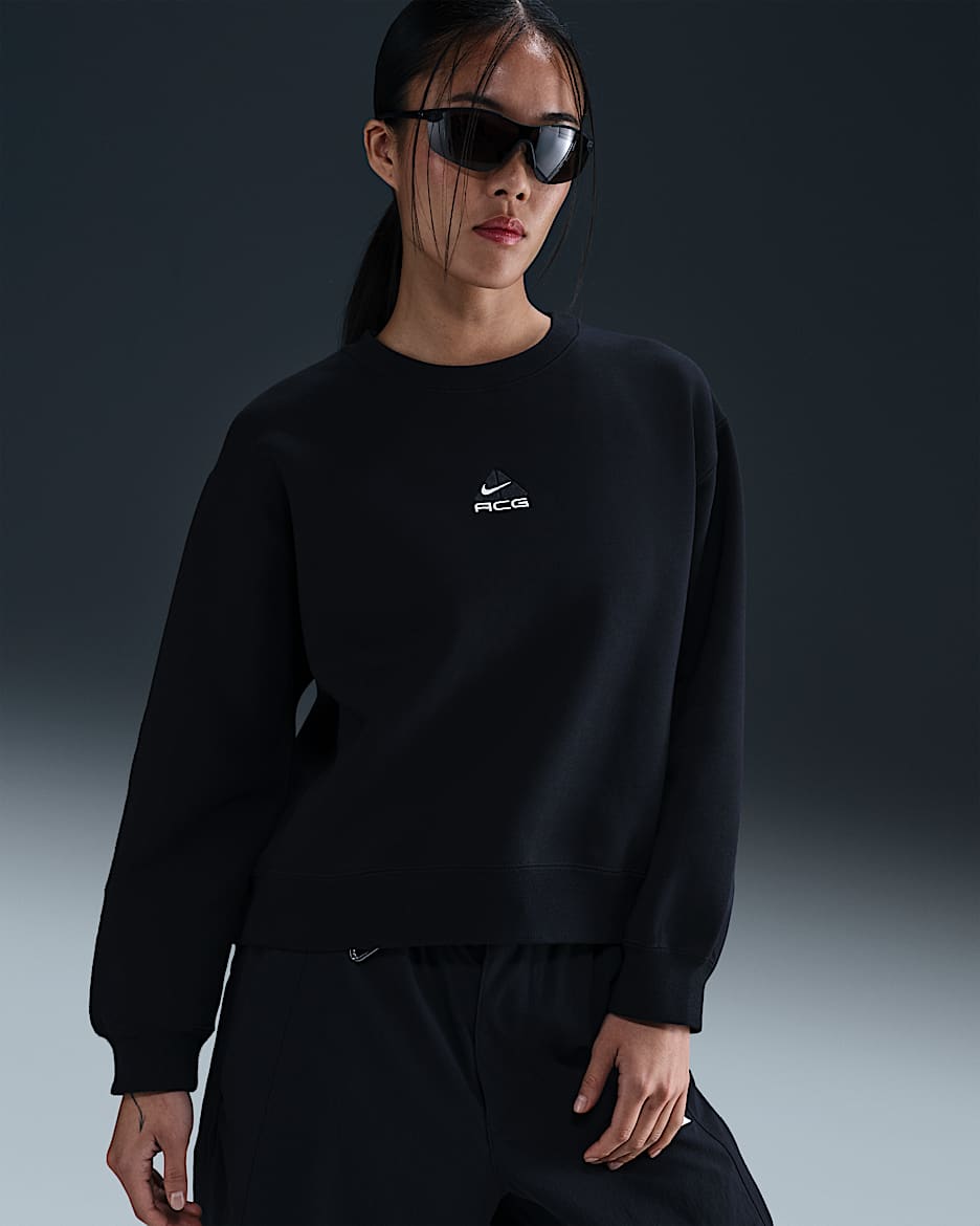 Nike ACG 'Tuff Fleece' Women's Therma-FIT Repel Crew-Neck Sweatshirt - Black/Anthracite/Summit White