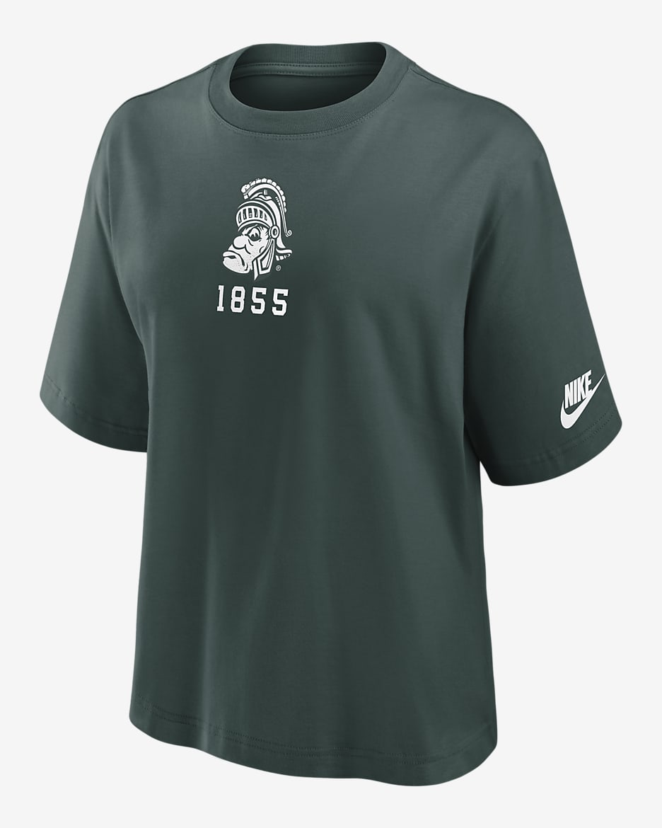 Michigan State Spartans Legacy Established Boxy Women's Nike College T-Shirt - Pro Green