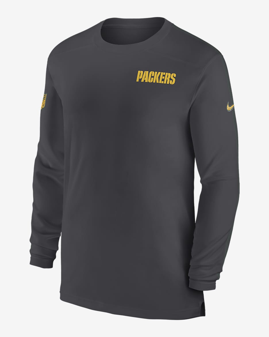 Green Bay Packers Sideline Coach Men's Nike Dri-FIT NFL Long-Sleeve Top - Anthracite