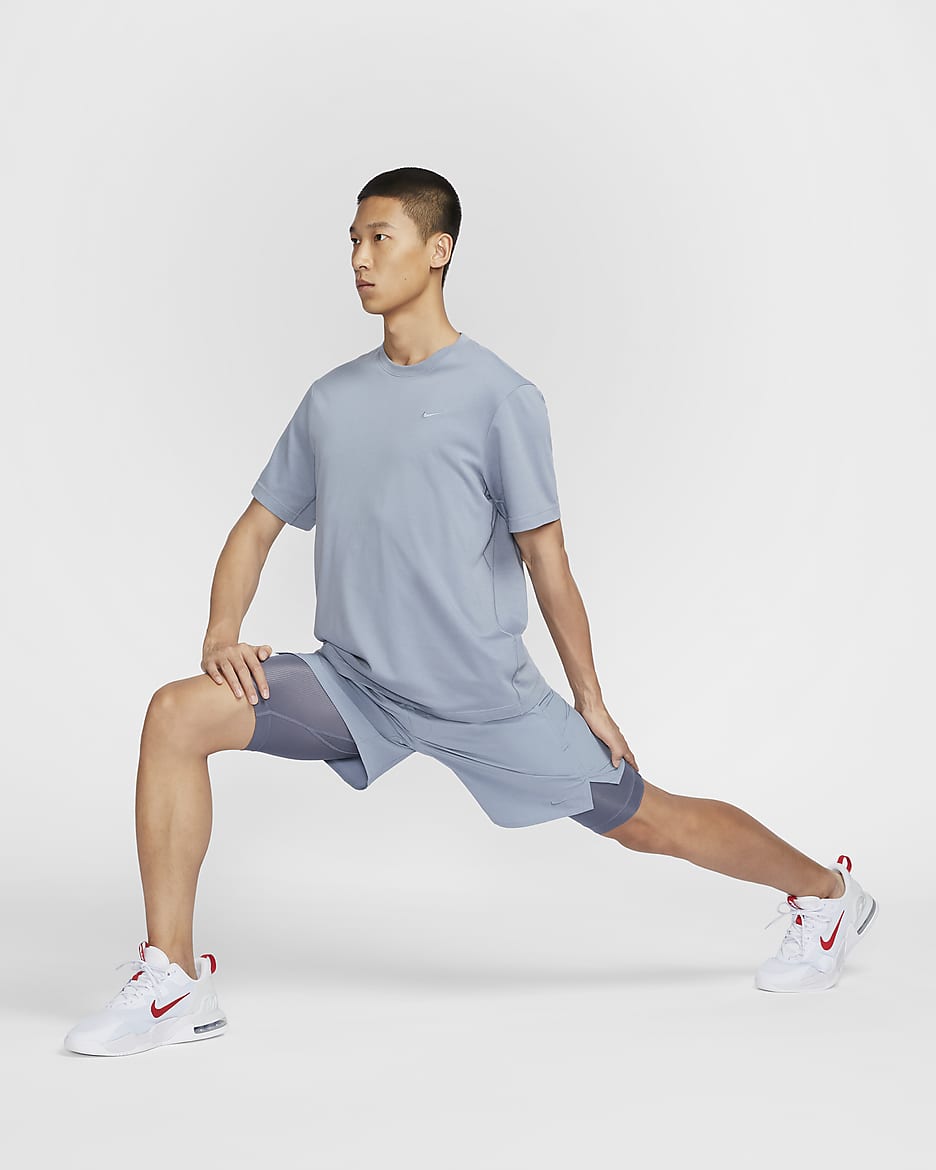 Nike Dri-FIT Unlimited 男款二合一 18 公分多功能短褲 - Ashen Slate/Light Carbon/黑色/Ashen Slate