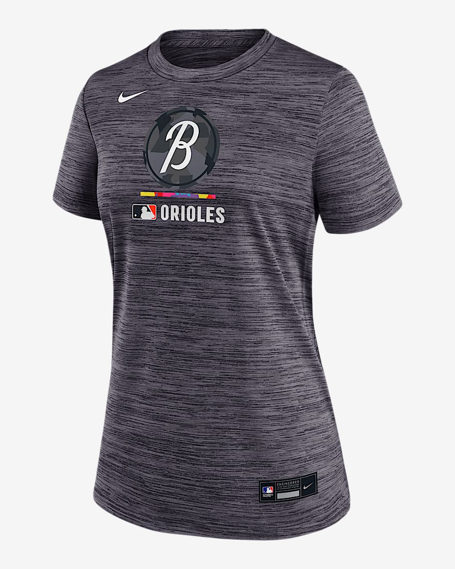 Playera Nike Dri-FIT de la MLB para mujer Baltimore Orioles Authentic Collection City Connect Velocity - Negro