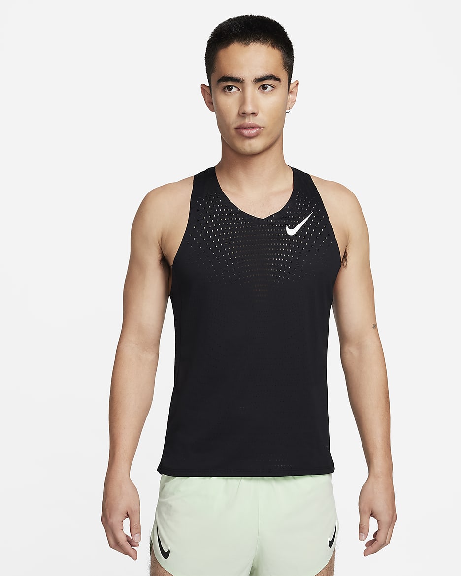 เสื้อกล้ามวิ่งผู้ชาย Dri-FIT ADV Nike AeroSwift - ดำ/Summit White