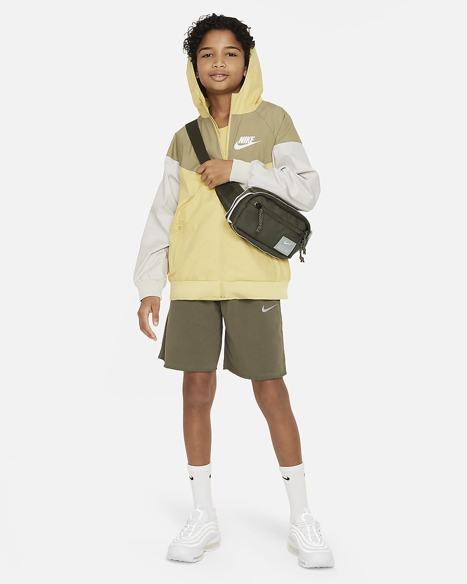 Nike Sportswear Windrunner Big Kids' (Boys') Loose Hip-Length Hooded Jacket - Saturn Gold/Neutral Olive/Light Bone/White