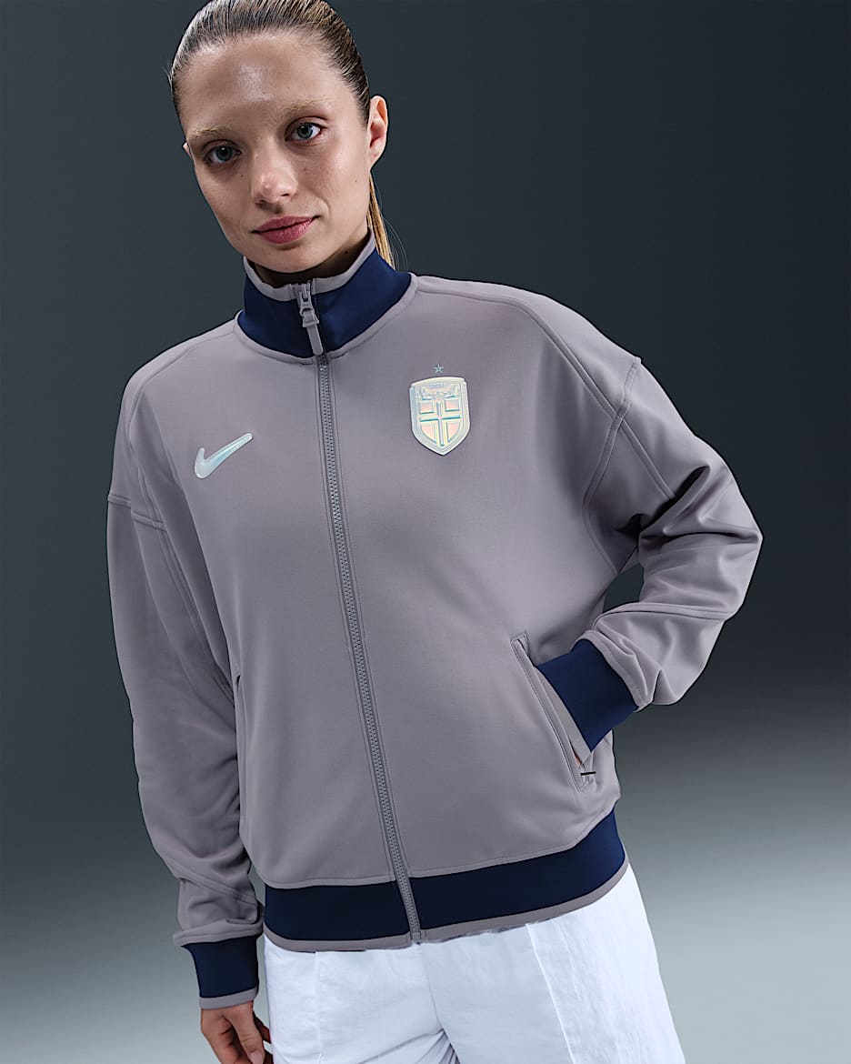 Norveç Academy Pro Nike Dri-FIT Anthem Kadın Futbol Ceketi - Violet Haze/Beyaz