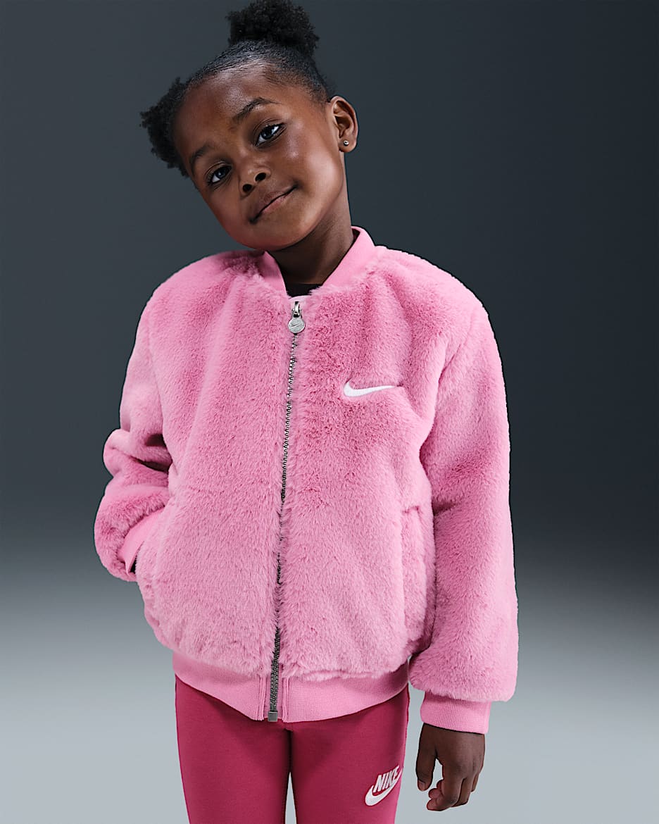 Nike Toddler Faux Fur Bomber Jacket - Magic Flamingo