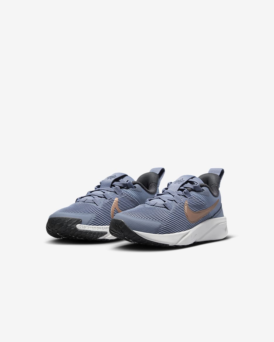 Nike Star Runner 4 Younger Kids' Shoes - Ashen Slate/Armoury Navy/Pure Platinum/Metallic Red Bronze