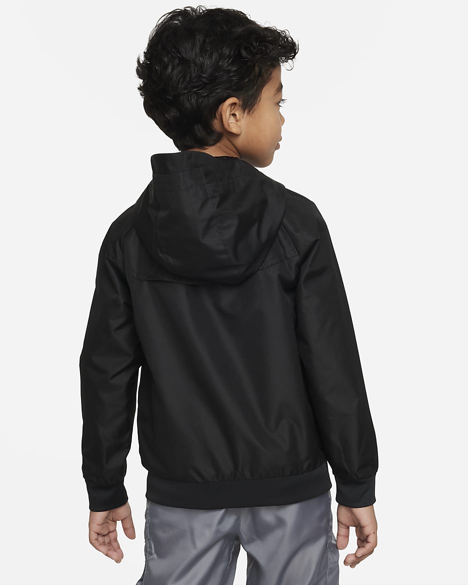 Chamarra con cierre completo para niños talla pequeña Nike Sportswear Windrunner - Negro