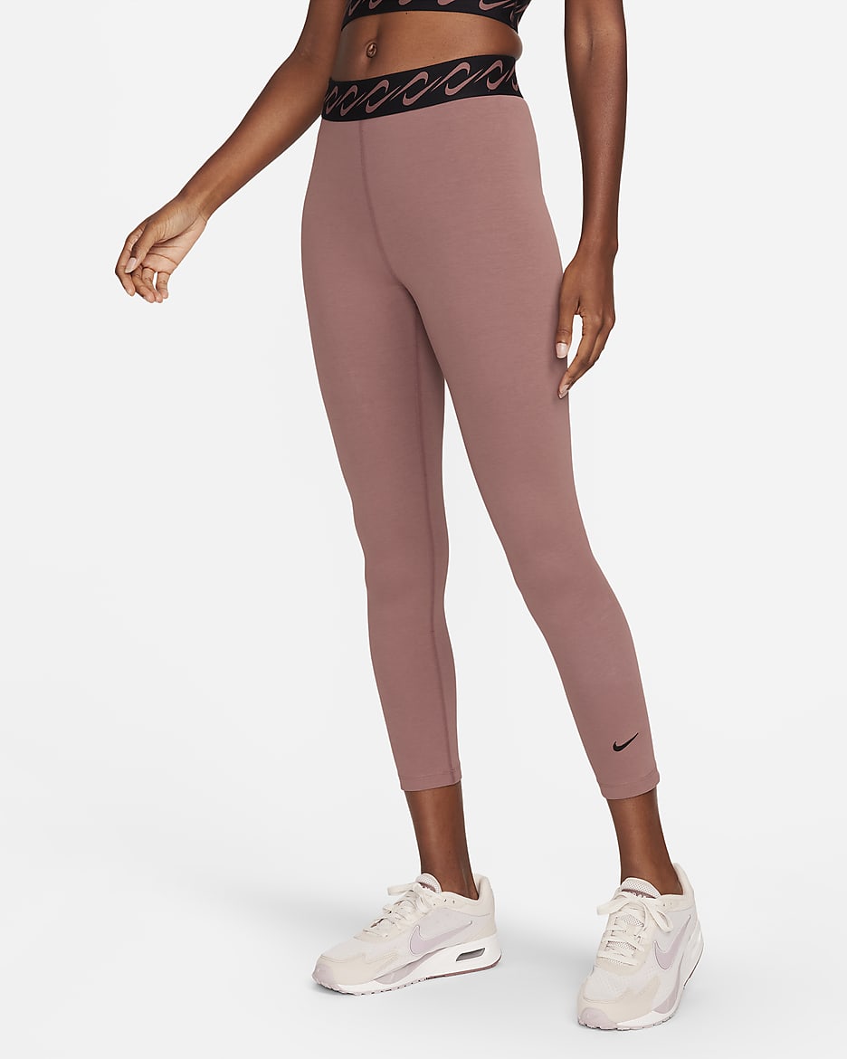 Nike Sportswear Classic Swoosh Women's High-Waisted 7/8 Leggings - Smokey Mauve/Black