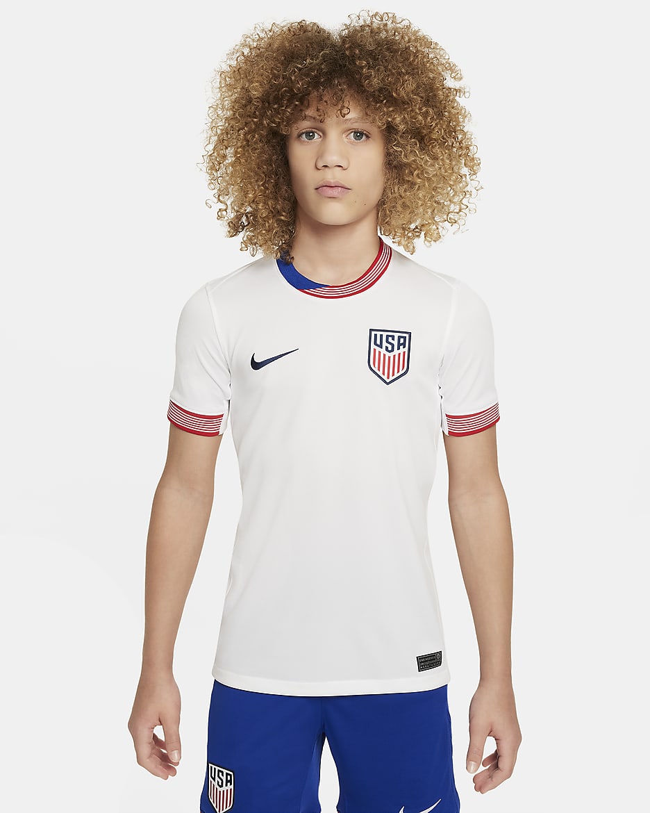 Jersey de fútbol Nike Dri-FIT Replica del USMNT local 2024 Stadium para niños talla grande - Blanco