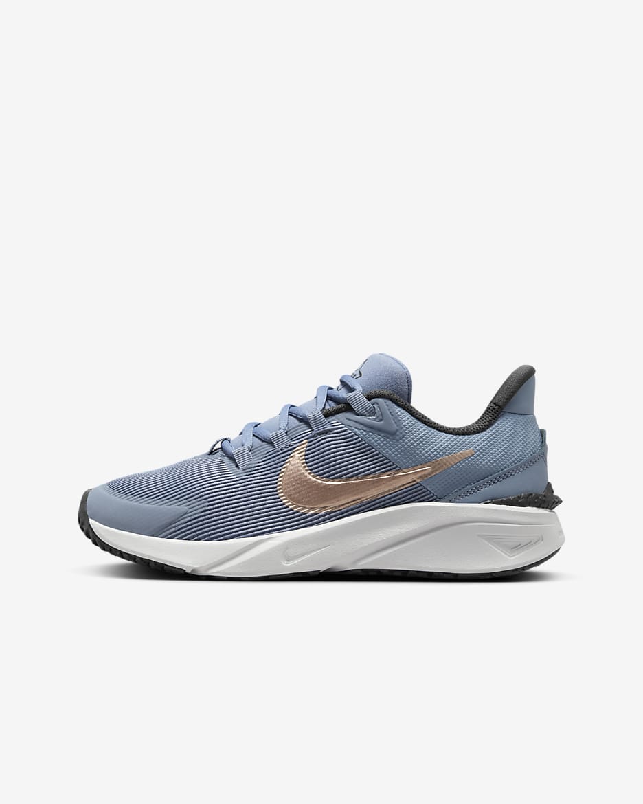 Nike Star Runner 4 Big Kids' Road Running Shoes - Ashen Slate/Armory Navy/Pure Platinum/Metallic Red Bronze