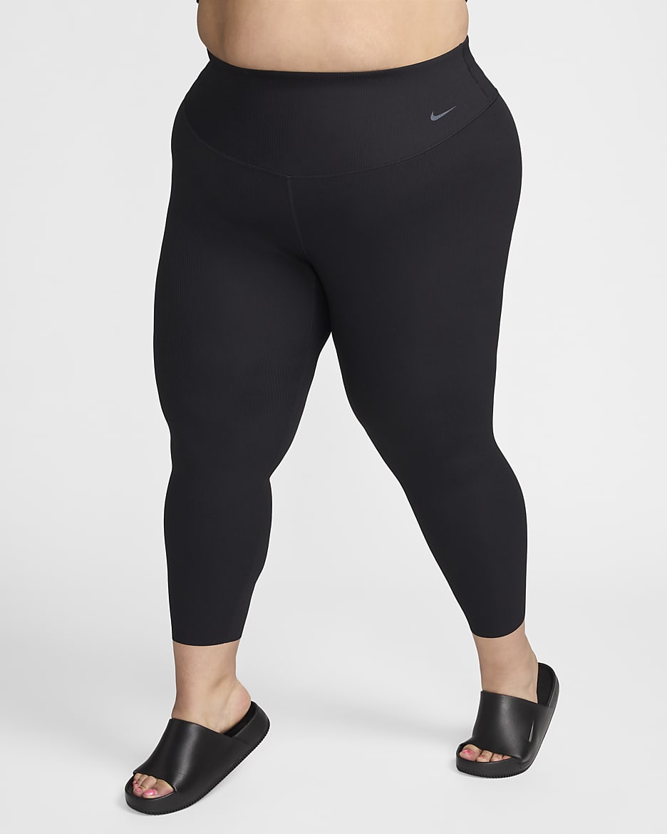 Nike Zenvy Rib Women's Gentle-Support High-Waisted 7/8 Leggings (Plus Size) - Black/Black