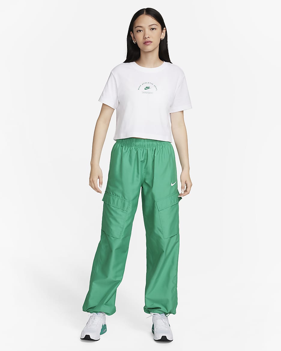 Nike Sportswear Women's Short-Sleeve Crop Top - White/Malachite/Black