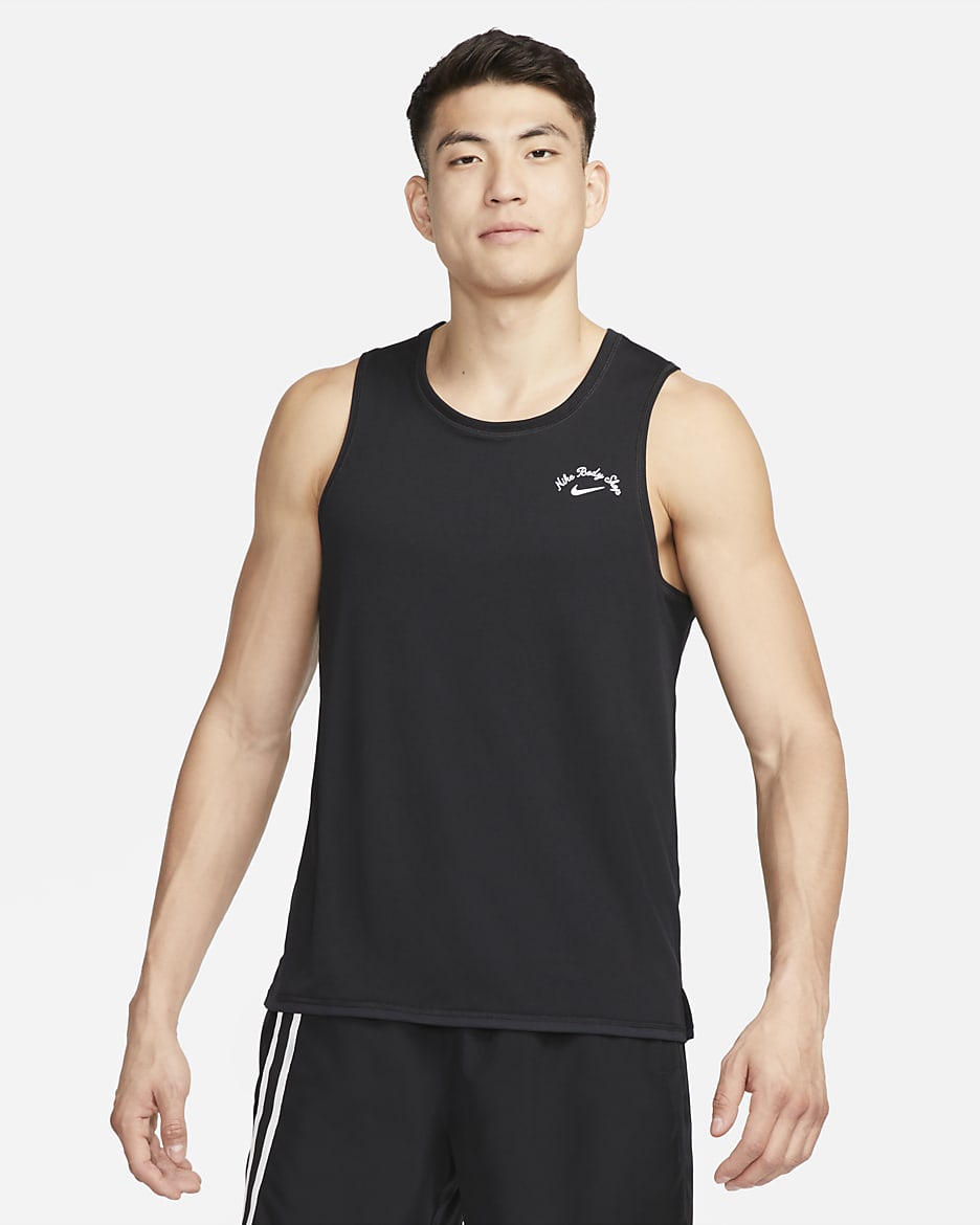 Nike Dri-FIT Miler 男款跑步背心 - 黑色/Summit White