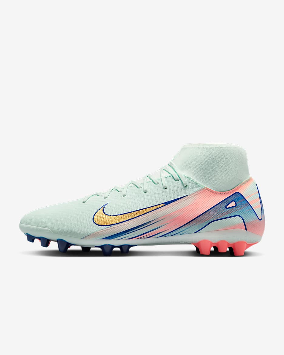 Tacos de fútbol AG de corte high Nike Superfly 10 Academy Mercurial Dream Speed - Verde ligero/Carmesí pulso/Moneda de oro metalizado