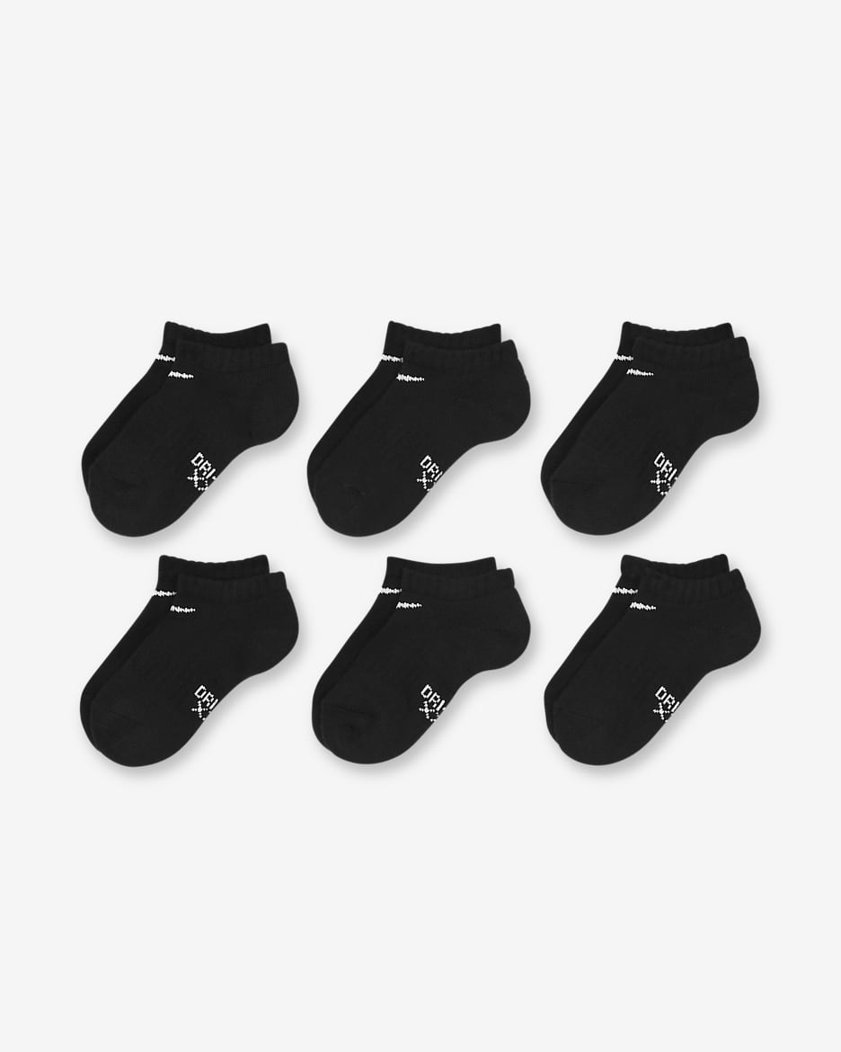 Calcetines invisibles para niños talla pequeña (6 pares) Nike Dri-FIT - Negro