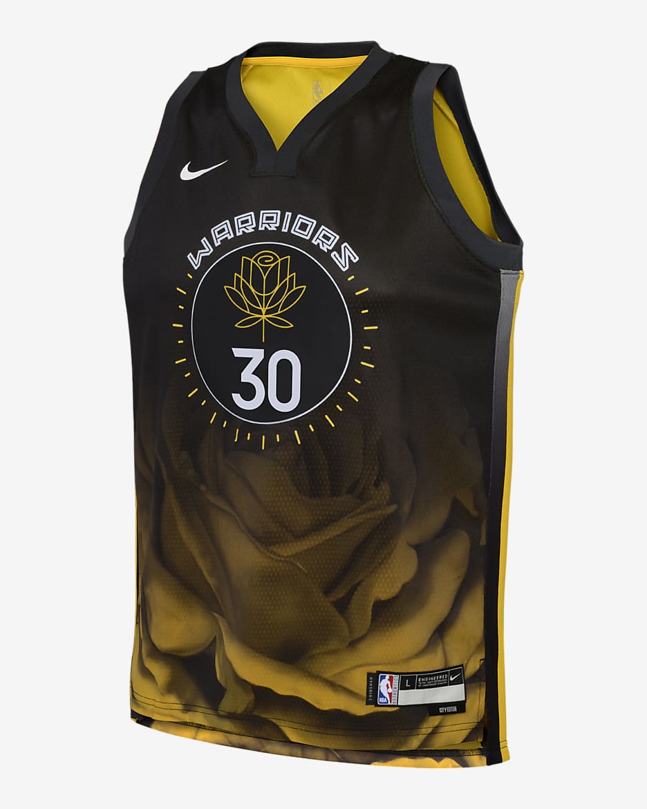 Jersey NBA Swingman para niño talla grande Stephen Curry Golden State Warriors City Edition - Negro