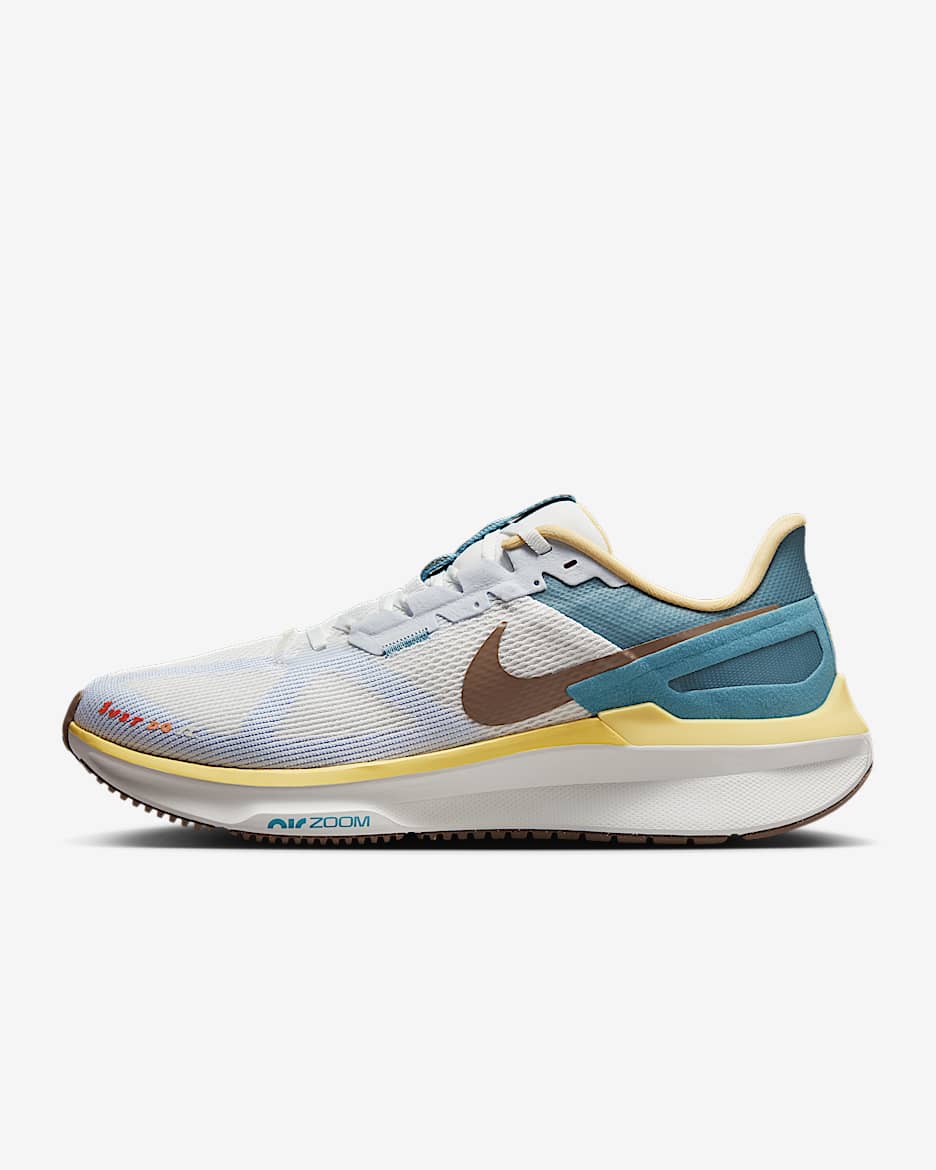 Nike Structure 25 Men's Road Running Shoes - Summit White/Summit White/Soft Yellow/Mink Brown