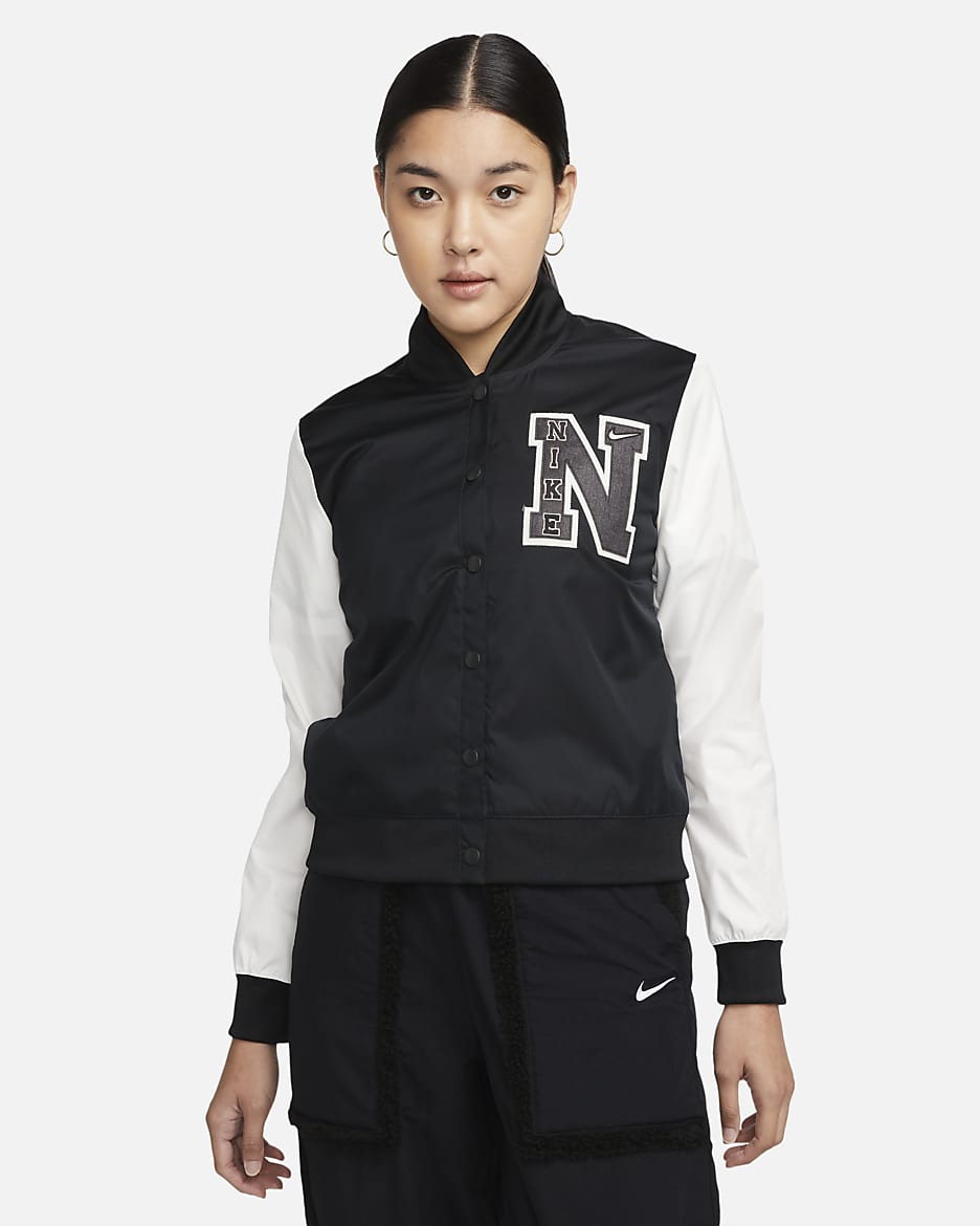 Nike Sportswear Women's Varsity Jacket - Black/Sail/Dark Smoke Grey/Dark Smoke Grey